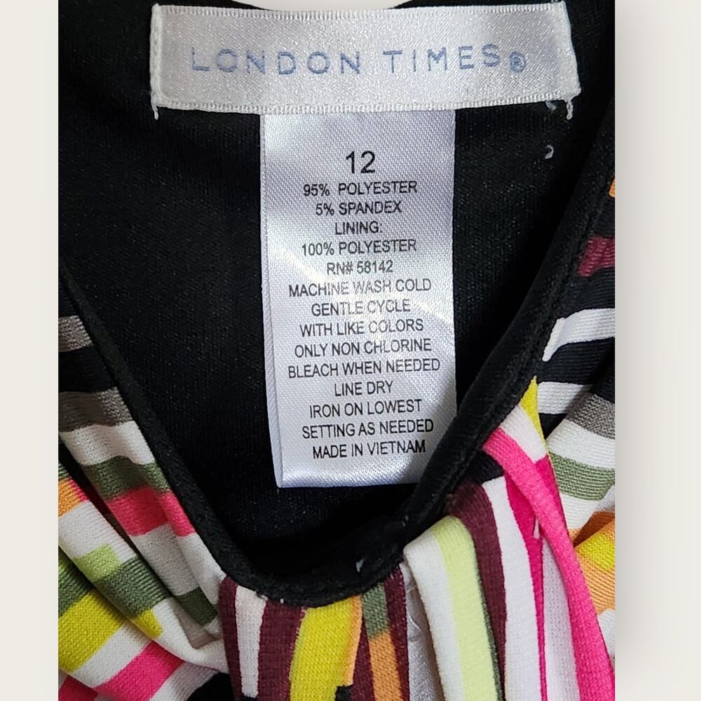 London Times Dress Women's 12  Abstract Geo Pattern Sleeveless Stretch Midi  NWT - Picture 8 of 9